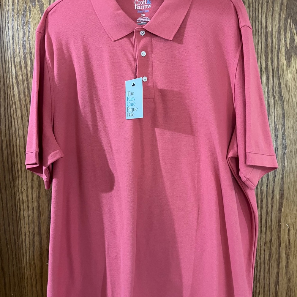 NWT Croft & Barrow Men's Peach/Pink  Polo Shirt